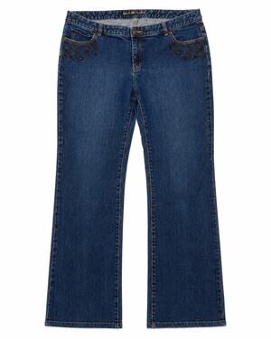 Michael Kors Bootcut Jeans Dark Wash Beaded Embellished Size 16 18 Plus